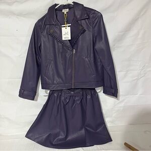 Finding Foxtail Purple Faux Leather Jacket and Skirt Set